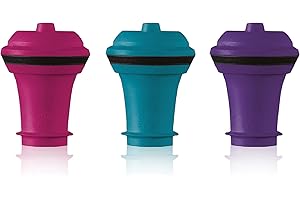 Vacu Vin Wine Saver Vacuum Stoppers - Set of 3 - Multicolor - for Wine Bottles - Keep Wine Fresh for Up to a Week with Airtight Seal - Compatible with Vacu Vin Wine Saver Pump