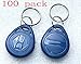 Blue 100pcs 125Khz Proximity ID Card Chip TK EM 4100 RFID Tag Key Fob Keyfobs Keychain Ring Token for Access Control