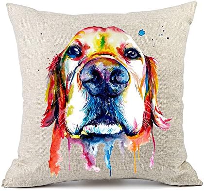 Redland Art Golden Retriever Dog Pattern Cotton Linen Throw Pillow Case Car Sofa Cushion Cover Home Decor 45cm