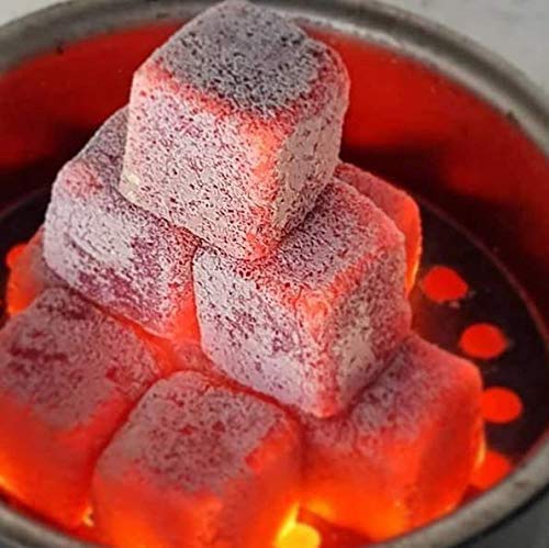 COCOUS NATURAL FLAT COCONUT CHARCOAL INCENSE HOOKAH SHISHA NARGUILE COAL COCONUT SHELL BRIQUETTE COALS 1KG – 96 PIECES 25X25X18MM FLATS