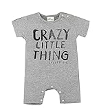 Baby Girls Boys Short Sleeve Cotton Letter 1-piece Romper (6-12 Month, Grey)