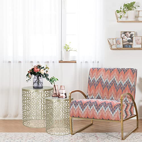 Decent Home Metal Accent Table, Set of 2 Decorative Round End Tables