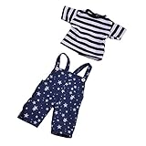 Jili Online Striped T-shirt Shoulder Strap Pants Outfit for 17inch Zapf Baby Born Doll
