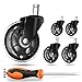 Chair Casters Wheels Replacement Set,5 Pack 3’’ Wheel 11mm Universal Fit Stem,Rollerblade Style Heavy Duty Silent Wheel,All Floors Suitable Office Gaming Furniture Swivel Caster Wheel &Withdrawal Tool