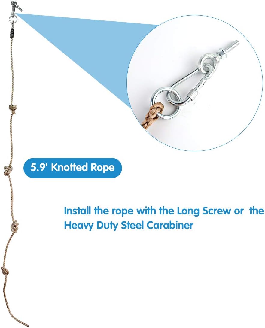 TOPNEW 20 Rock Climbing Holds for Kids, Adult Climbing Rock Wall Grips with 2 Handles, 5.9Ft Knotted Rope for Indoor and Outdoor Playground Play Set - Includes 2 Inch Mounting Hardware: Toys & Games