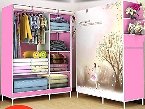 Lukzer Clothes Storage Wardrobe With 6 Shelves Side Pockets