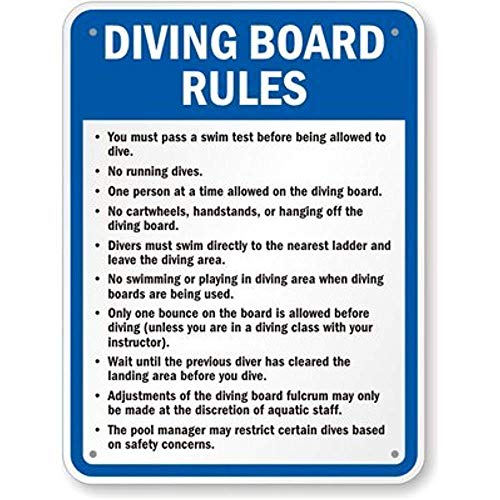 Lilyanaen New Metal Sign Aluminum Sign Diving Board Rules Heavy Duty for Outdoor & Indoor 12" x 8"