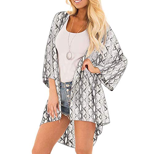 Farmerl Cardigan for Women Chiffon Shawl Leopard Print Kimono Cover Up Blouse
