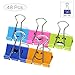 FORNIC Smile Binder Clips, 25 mm, Assorted Color, 48 Pcs per Tub
