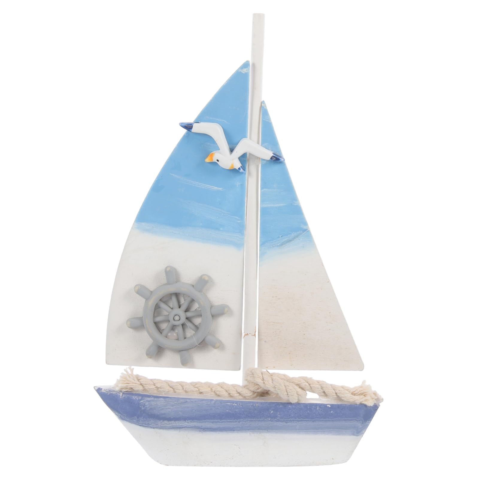 Nautical Beach Wooden Sailboat Mini Sailing Boat Beach Figurines Rustic Ocean Home Decoration1