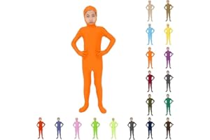 2025 Orange Jumpsuit Kids Full Open Face Spandex Halloween Bodysuit Stretch Unitard Child Cute Festival Outfit Party Dress up