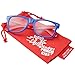 Kids Nerd Retro Two Color Frame Clear Lens Childrens Fake Eye Glasses (Age 3-10) Blue/Red