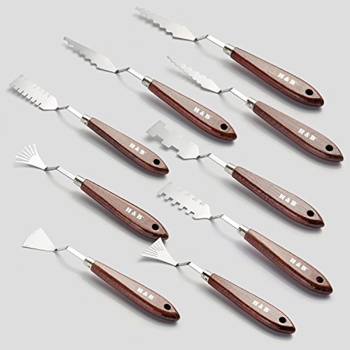 9 Piecs Stainless Steel Color Palette Knives Kit for Painting Creative Artistic Color Mixing Oil Painting Flexible Use-Lightwish