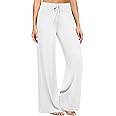 ZOOSIXX Soft Black Pajama Pants for Women, Wide Leg Comfy Casual Lounge Yoga Capri Pants 22'' / 30''