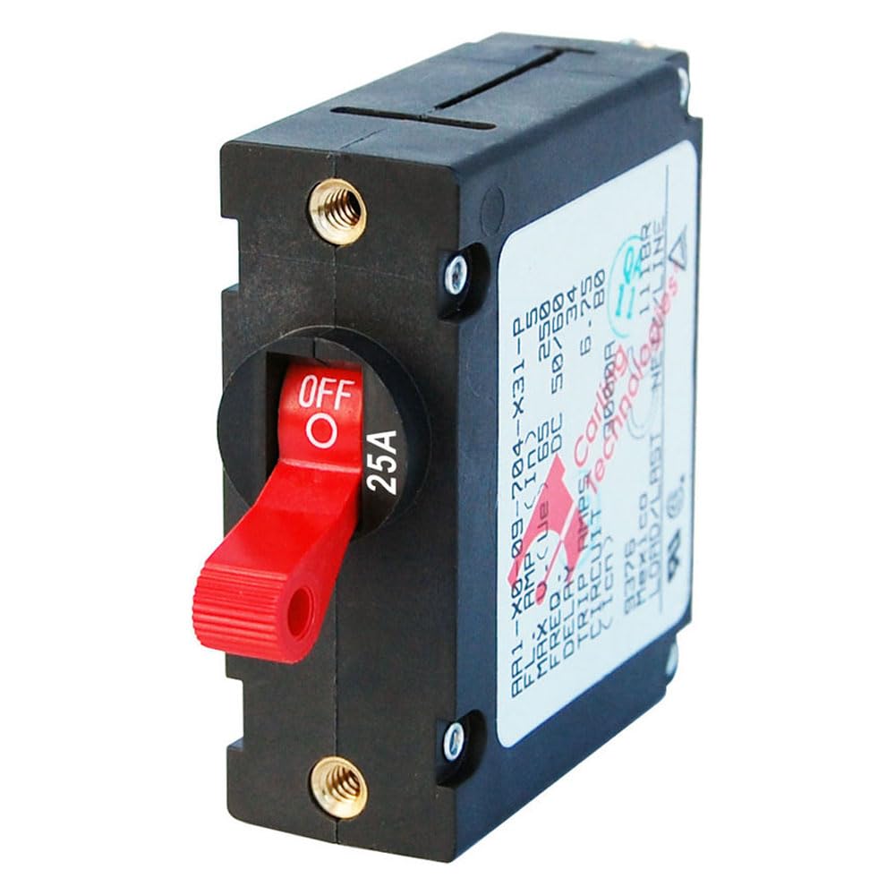 Blue Sea Systems 7217 A-Series Red Toggle Circuit Breaker, Single Pole 25A