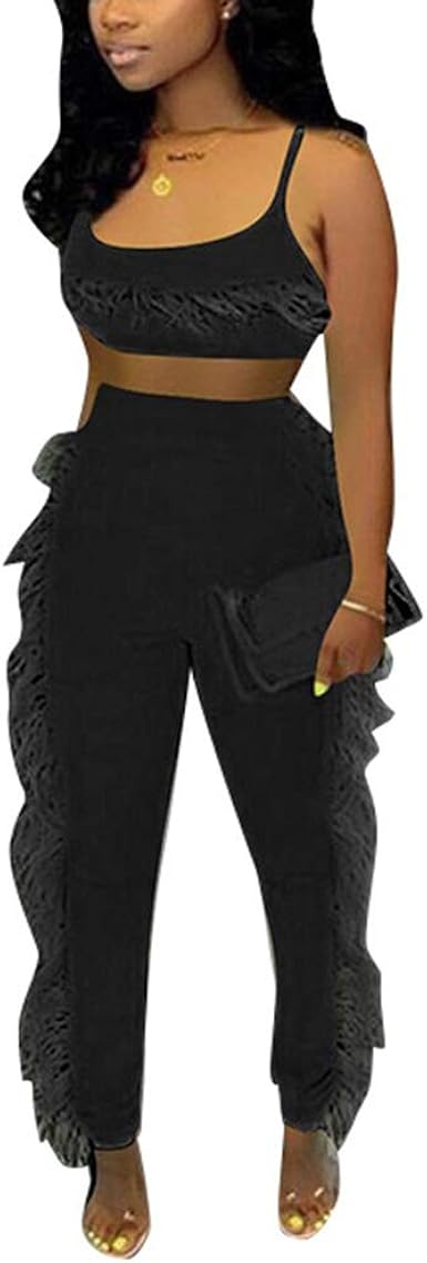 women's black two piece outfit