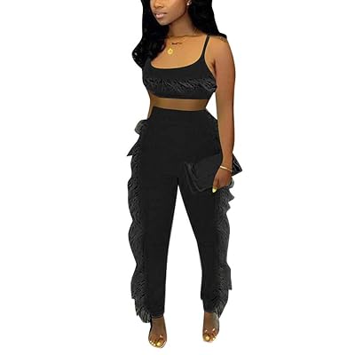 Feather Tassels Pants Set Bodycon 