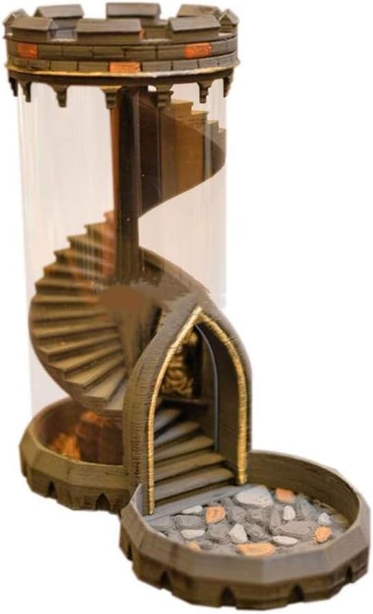 WJT Dice Tower, Handmade, 3D Print, Transparent Castle Dice Tower,Gray
