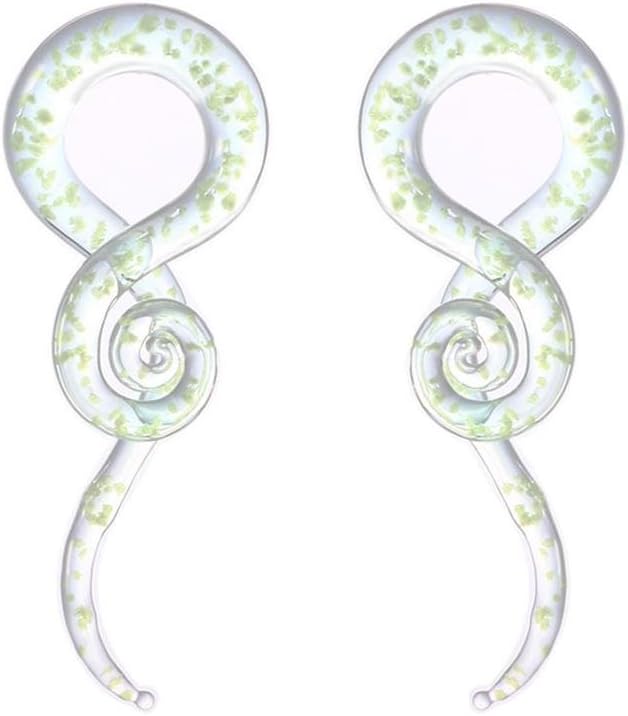 4 Pieces Glass Spiral Tapers Kit with Plugs Glow in the Dark Ear Piercing Tunnel Plugs Gauges