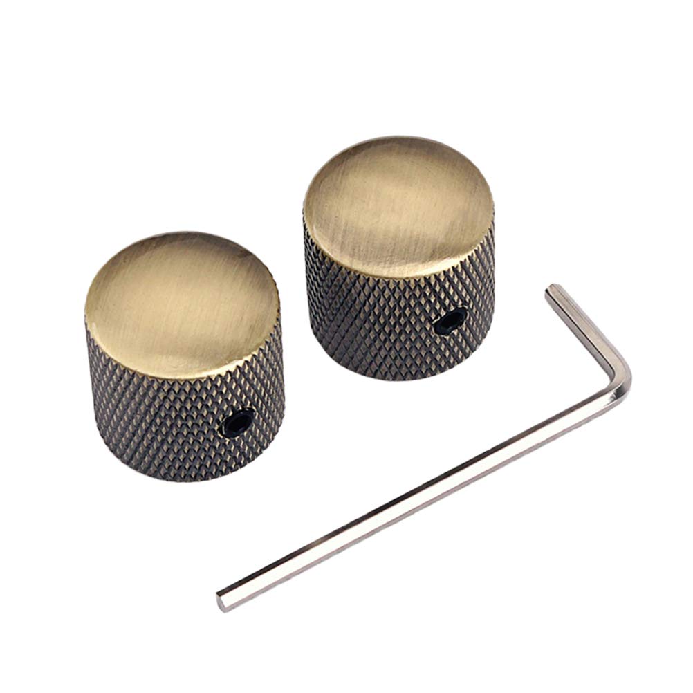 Healifty 2Pcs Guitar dome knobs bronze bass volume knobs with wrench for electric guitar bass