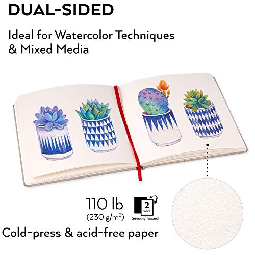 Arteza Watercolor Sketchbooks, 8.25x8.25inch, 2Pack, 68 Sheets, Gray