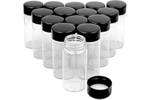 RGULICX 10Pcs 20 mL Clear Glass Sample Vials, 5 Dram Borosilicate Glass Vial with Screwcap, PE Liner Sample Containers Lab Vial Liquid Sampling Glass Oil Bottle