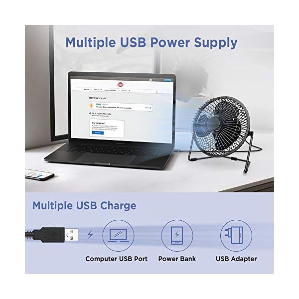 EasyAcc-USB-Desk-Fan-6-inch-Desktop-Silent-Fan-Air-Circulator-2-Speeds-360-Rotation-Brushless-Motor-Noiseless-for-Home-and-Office-Laptop-Notebook-PC-Desk-Table-Fan-Metal-Black EasyAcc USB Desk Fan 6 inch Desktop Silent Fan Air Circulator 2 Speeds 360° Rotation Brushless Motor Noiseless for Home…