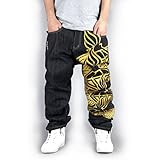 Pizoff Men's Hip Hop Graphic Painting Baggy Jeans