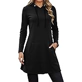 Ronony Oversized Sweatshirts For Women Fall Long Sleeve Pullover Tunic Hoodies Curved Hem Hooded Sweatshirt Dress With Pocket