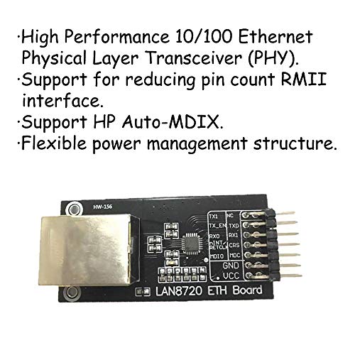 KOOBOOK 1Pcs Smart Electronics LAN8720 Network Module High-Performance 10/100 Ethernet Transceiver (Phy) Development Board RMII Interface