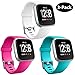 GEAK Sports Bands Compatible with Fitbit Versa/ 2/Lite,Soft Waterproof Wristbands Accessories Compatible with Fitbit Versa Smartwatch for Women Men,3 Pack,Small White/Rose/Teal