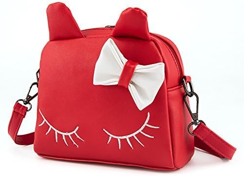 Cute Cat Ear Kids Handbags Crossbody Bags PU Leather Backpacks (red)