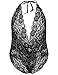 IN'VOLAND Plus Size Sexy One Piece Lingerie Halter Backless Hollow Floral Lace Teddies Sleepwear Nightwear (22W, Black 3)