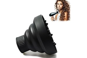 NJXMDR Collapsible Hair Diffuser Attachment for Hair Dryers, Portable Silicone Diffuser for Curly Hair, Fit Nozzle Diameter D-1.57-1.99 Inch, Ideal for Travel, Salon, and Home Use (Dryers-Black)