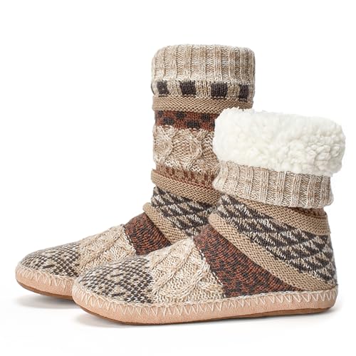 Cozylook Fuzzy Slipper Socks for Women, Non-Slip Winter Cabin Socks with Soft Soles