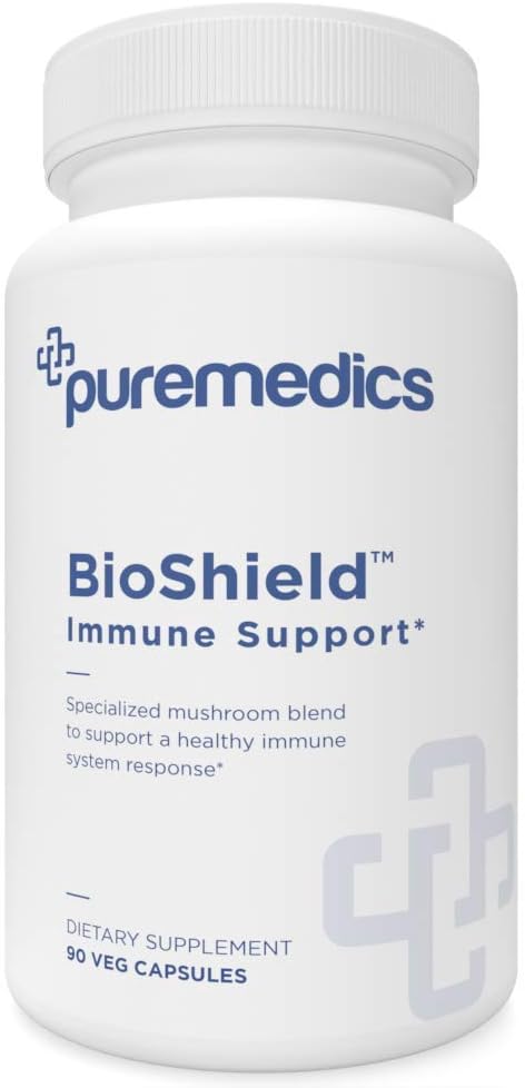 PUREMEDICS BioShield Immune Support Supplement - Immune Booster for Adults with Mushroom and Astragalus - Recommended by Doctors - 3rd Party Lab Certified - Hypoallergenic - Vegan - 90 Capsules: Health & Personal Care