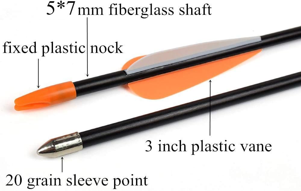 Elong Fiberglass Arrows Archery 24 Inch Target Shooting Practice Safetyglass Recurve Bows Suitable for Youth Children Woman Beginner (6 pcs) : Sports & Outdoors