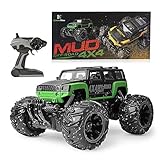 Gizmovine Mud Monster Pickup Remote Control RC Truck RC Car 1:16 Scale Rechargeable with Mud Splatter Paint Job (Green)