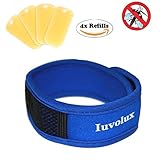 Mosquito Repellent Bracelet - Natural Insect Repeller Deet Free Effectively Repels Insects and Mosquitoes - Safe for Babies, Kids, Adults - Enjoy 60 Day Outdoor Protection with 4 Plant Refills Blue