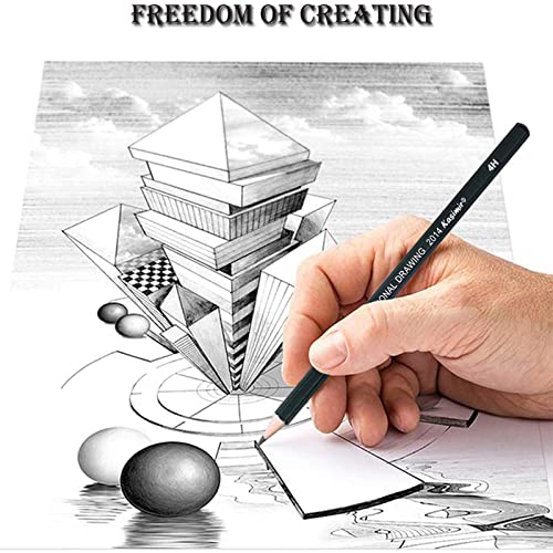 Sketching Pencil Set, 24 Pcs Graphite Drawing Pencil for Artists Adults Children Include 12B 10B 8B 7B 6B 5B 4B 3B 2B B HB 2H 4H 6H Pencils, Charcoal Pencils, Canvas Pencil Bag and Accessories