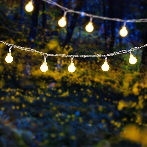 voona Solar Outdoor String Lights - 2-Pack 30ct 20ft Frosted Globes Warm White LED Decoration Strings for Holiday Party Outdoor Garden