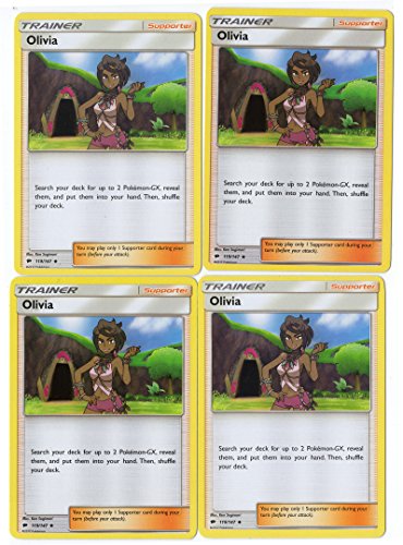 POKEMON - TRAINER SET SUPPORTER - OLIVIA 119/147 - SUN MOON BURNING SHADOWS - 4 CARD LOT