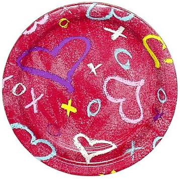 Party Plates "Hearts, Hugs &amp; Kisses" (6 3/4") - 8 cnt