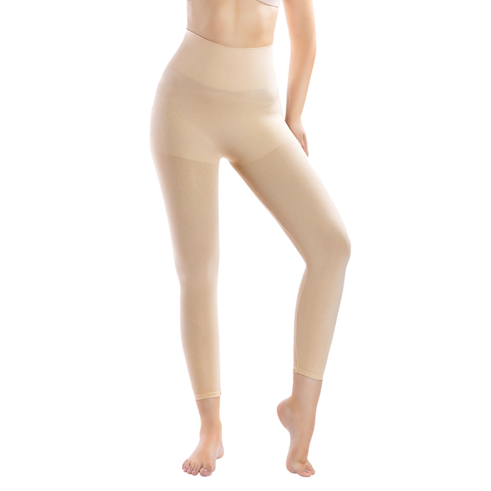 Photo 1 of +MD Shapewear for Women Tummy Control Seamless High Waisted Light Compression Footless Tights Leggings Body Shaper for HIPS and Thighs(Small,Light Nude)