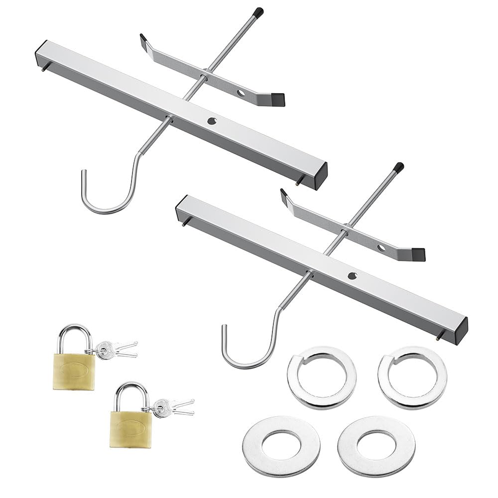 2 Pack Ladder Clamps, Universal Lockable Ladder Roof Rack Clamps -1 Pair, Ladder Clamp with Padlock to Secure Ladders and Steps to Car or Van Roof Racks