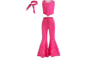 iTVTi Cowgirl Costume Girls Hot Pink Kids Disco Outfits Movie Dress up for Halloween Birthday Party Cosplay