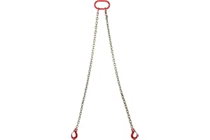 Kivomot G80 2-Leg Chain Sling 5/16 in, 5 ft Legs, 4400 LB WLL Alloy Steel Lifting Chain with Safety Hooks for Crane & Overhea