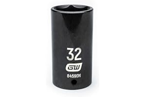 GEARWRENCH 84590N 1/2" Drive 6 Point Deep Impact Metric Socket 32mm, Black