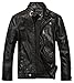 chouyatou Men's Vintage Stand Collar Pu Leather Jacket (XX-Large, Black)