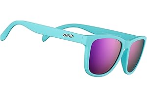 goodr Electric Dinotopia Carnival Polarized Sunglasses, Medium Sized (OG), Light Teal Solid Frames with Purple Mirrored Reflective Lens, UV400 Protection, No Slip, No Bounce